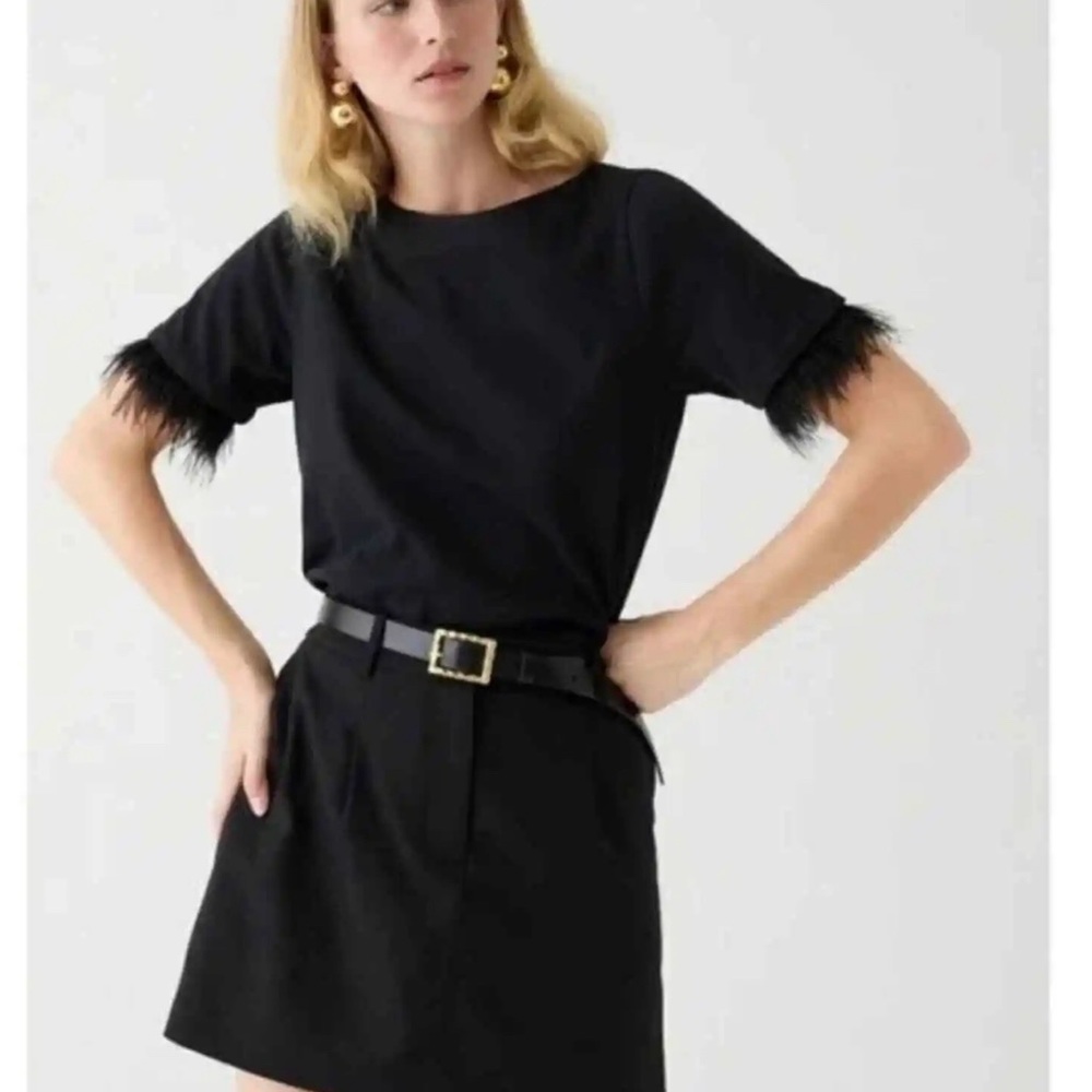 Jcrew Mariners Cropped Tee with Feathers - M